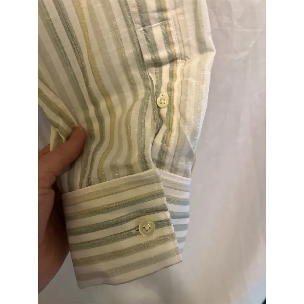 Banana Republic Shirt Mens Lg Striped Long Sleeve Button Up Slim Fit 16-16 1/2